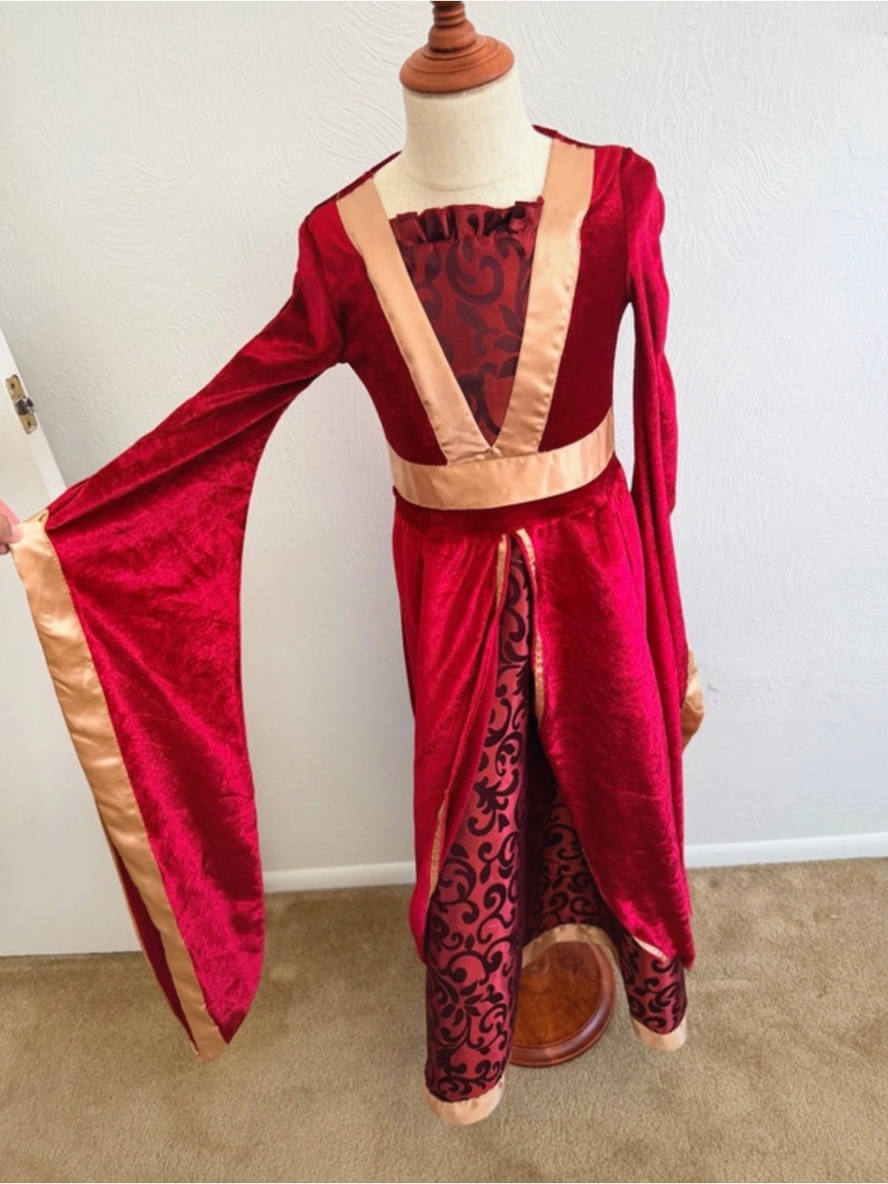 Girls' Regal Red and Gold Medieval Dress Costume